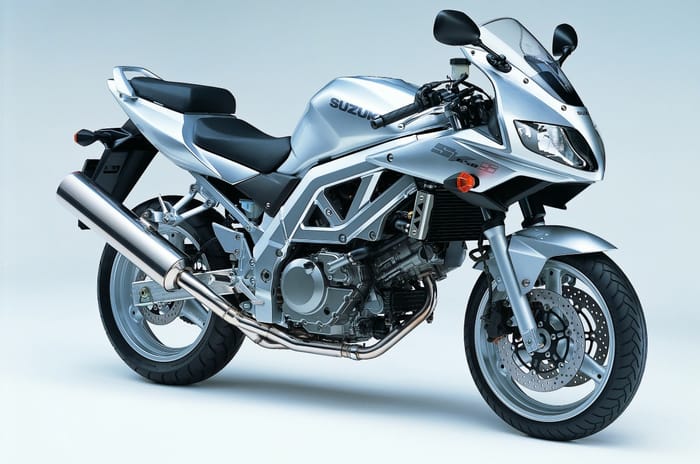 Second generation Suzuki SV650S front right static in studio
